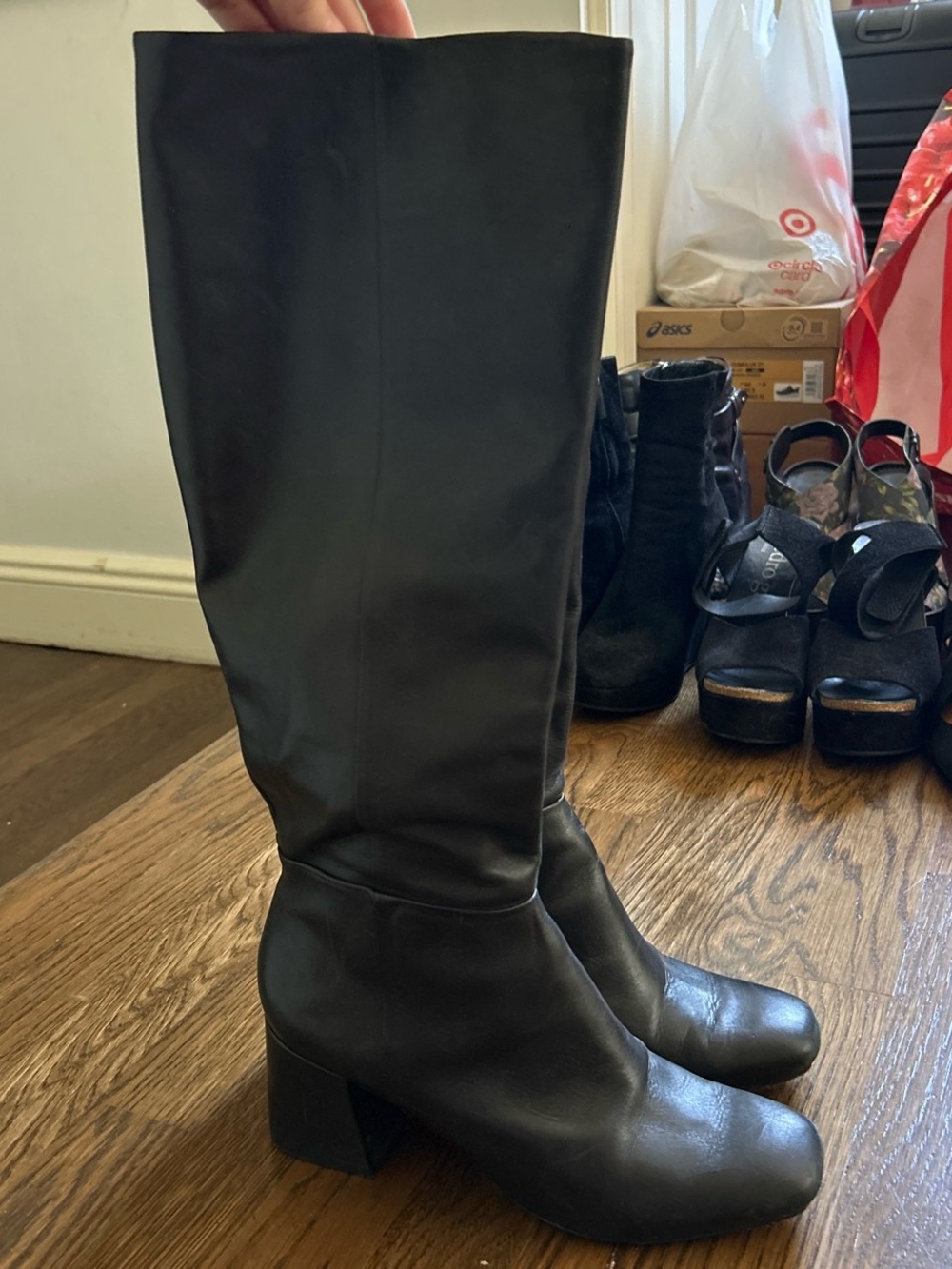 SCHUTZ Black Over-the-Knee Block Heel Boots